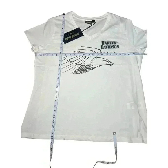 Harley Davidson 120th Anniversary Womens Size XL V-Neck T-Shirt White SS Cotton - Picture 7 of 8